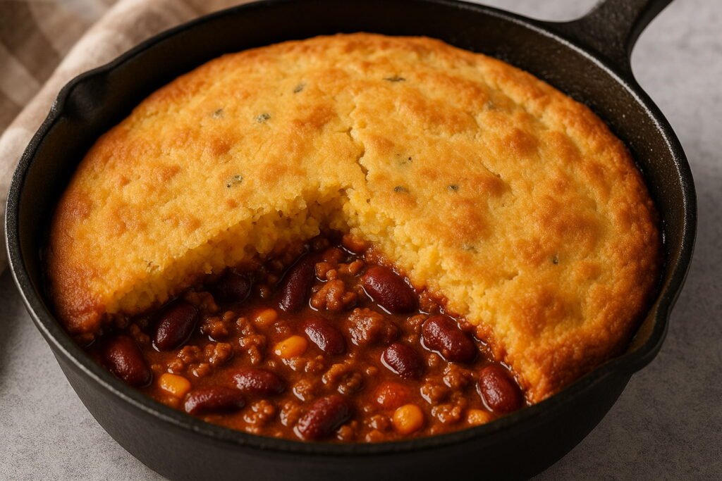 Cornbread-topped chili pie Chile Madness recipe